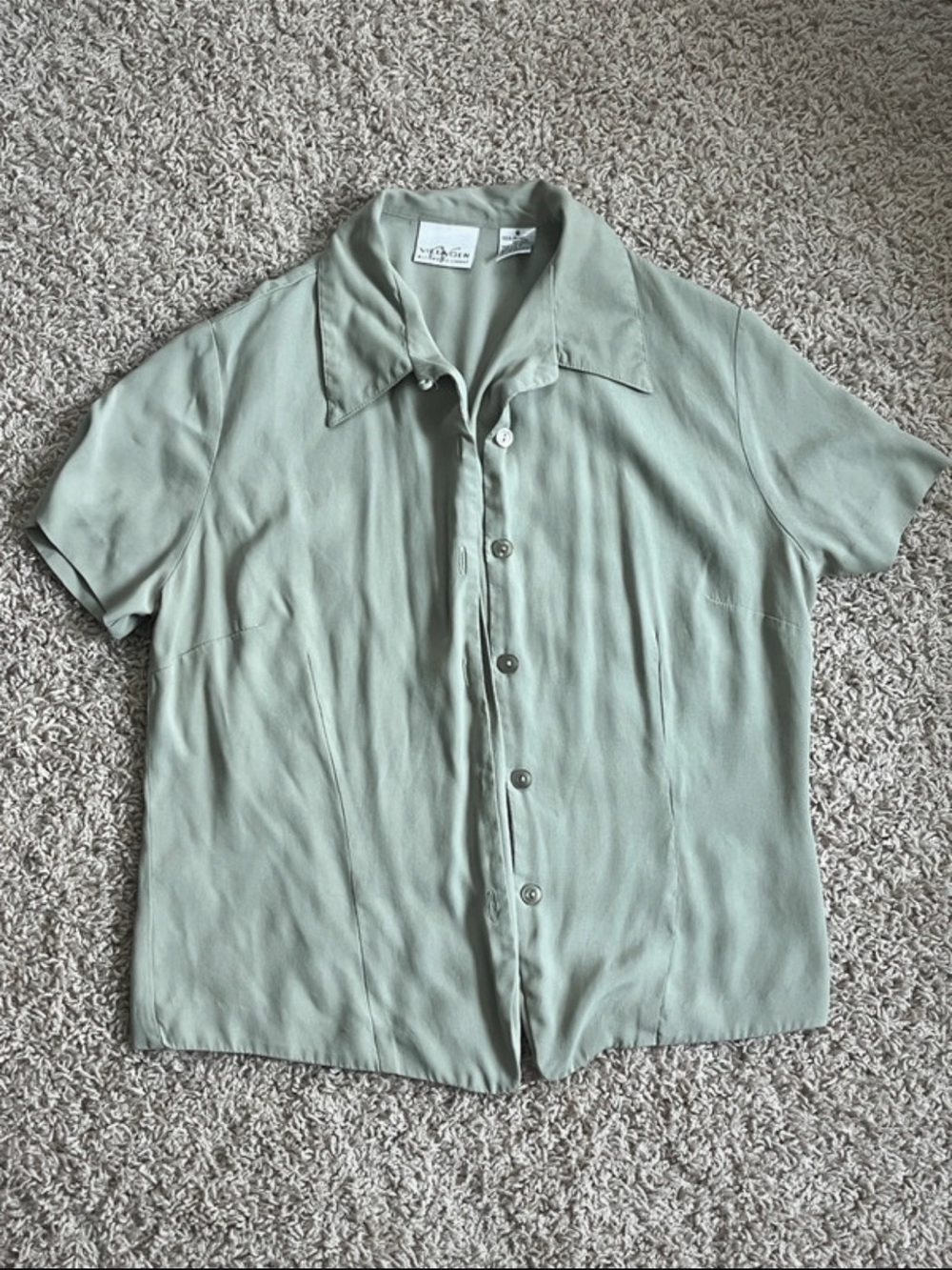 Sage Green Short Sleeve Button-Down Shirt